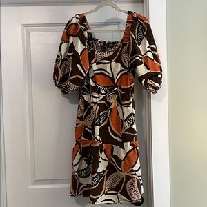 Mile Gabrielle Brown and Orange Women's Smocked Mini Dress
